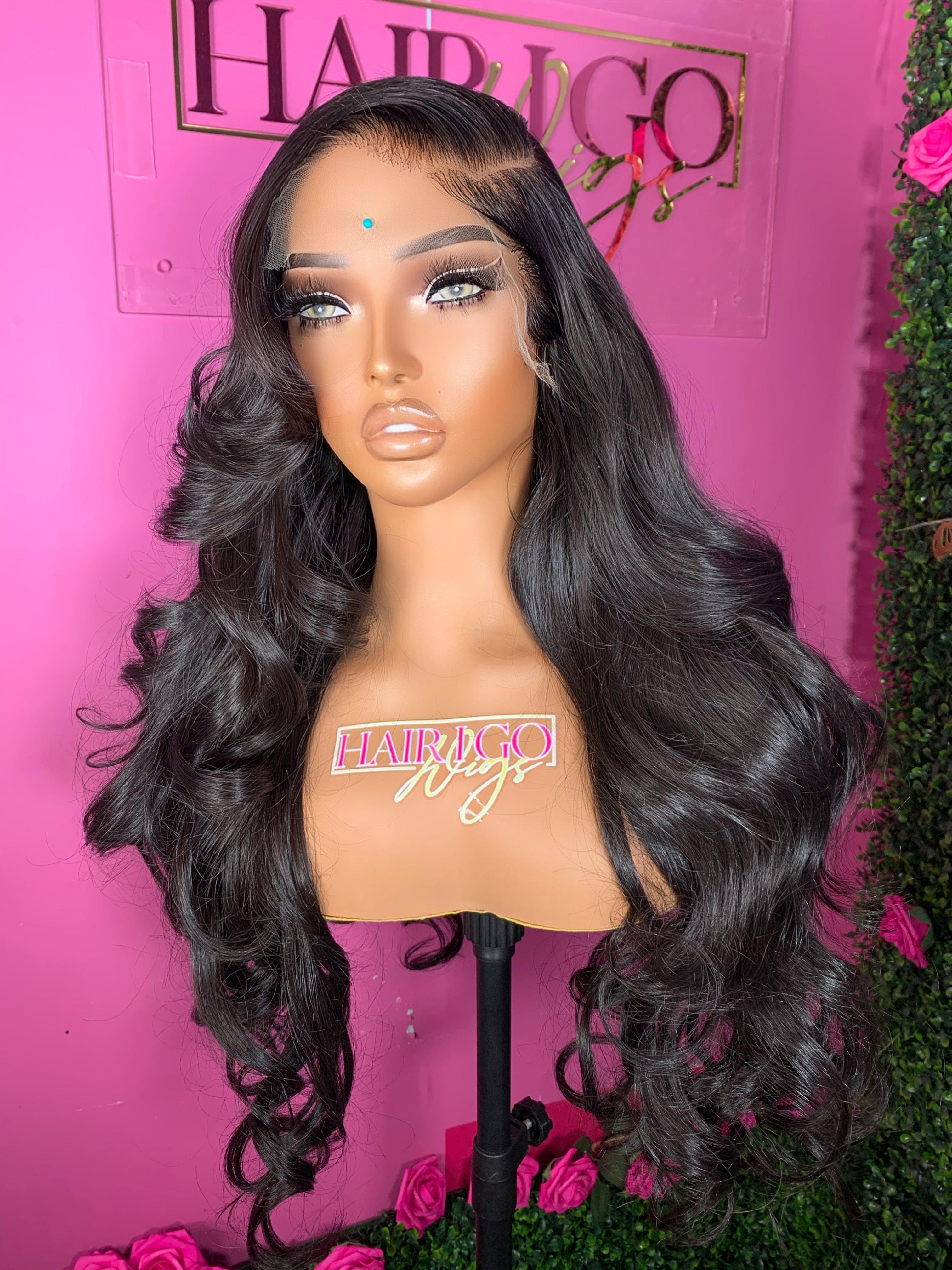 Raven 24ā raw hair black color HD 7x7 wig