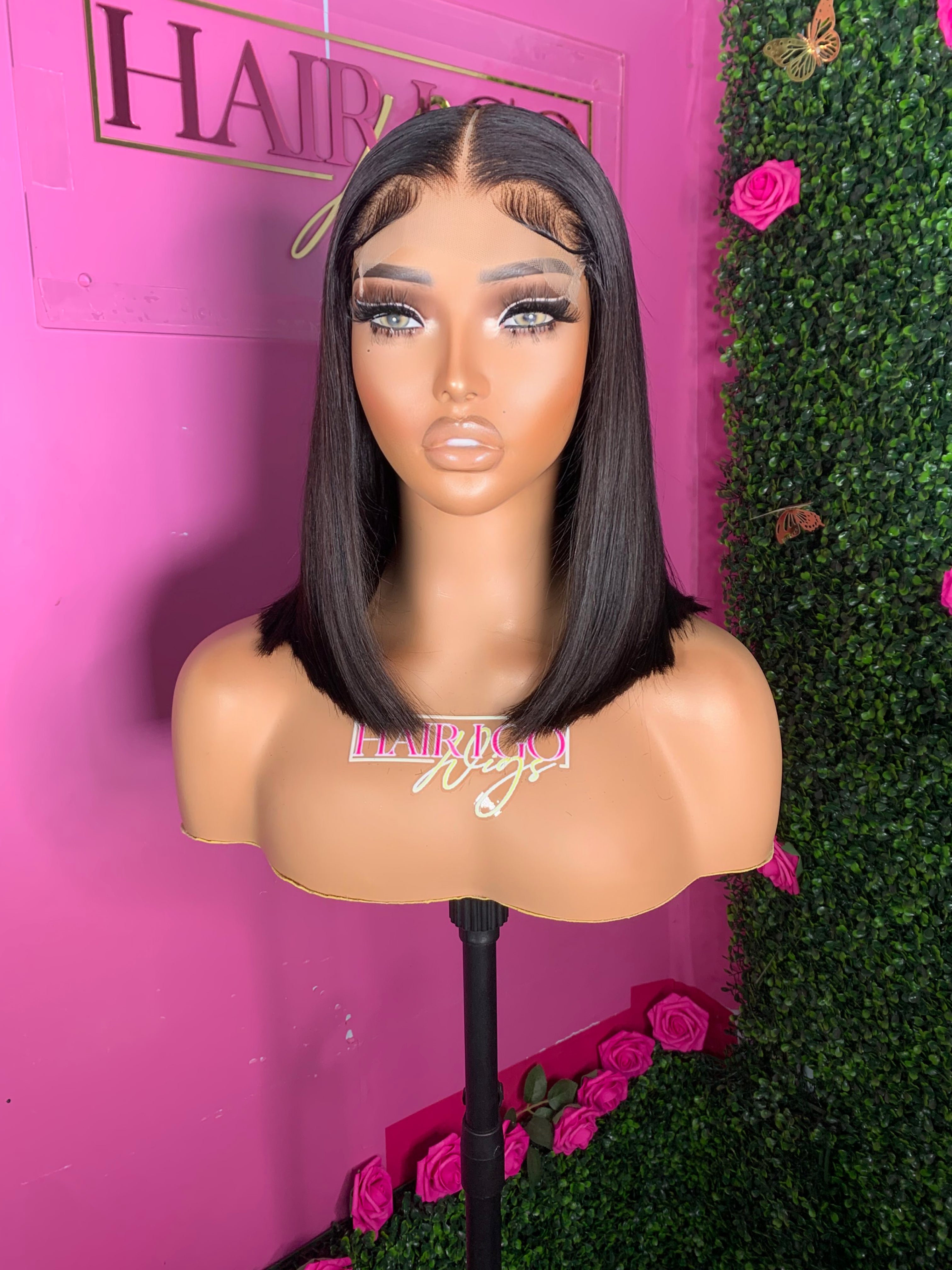 Nina 14" bob lace closure human hair wig