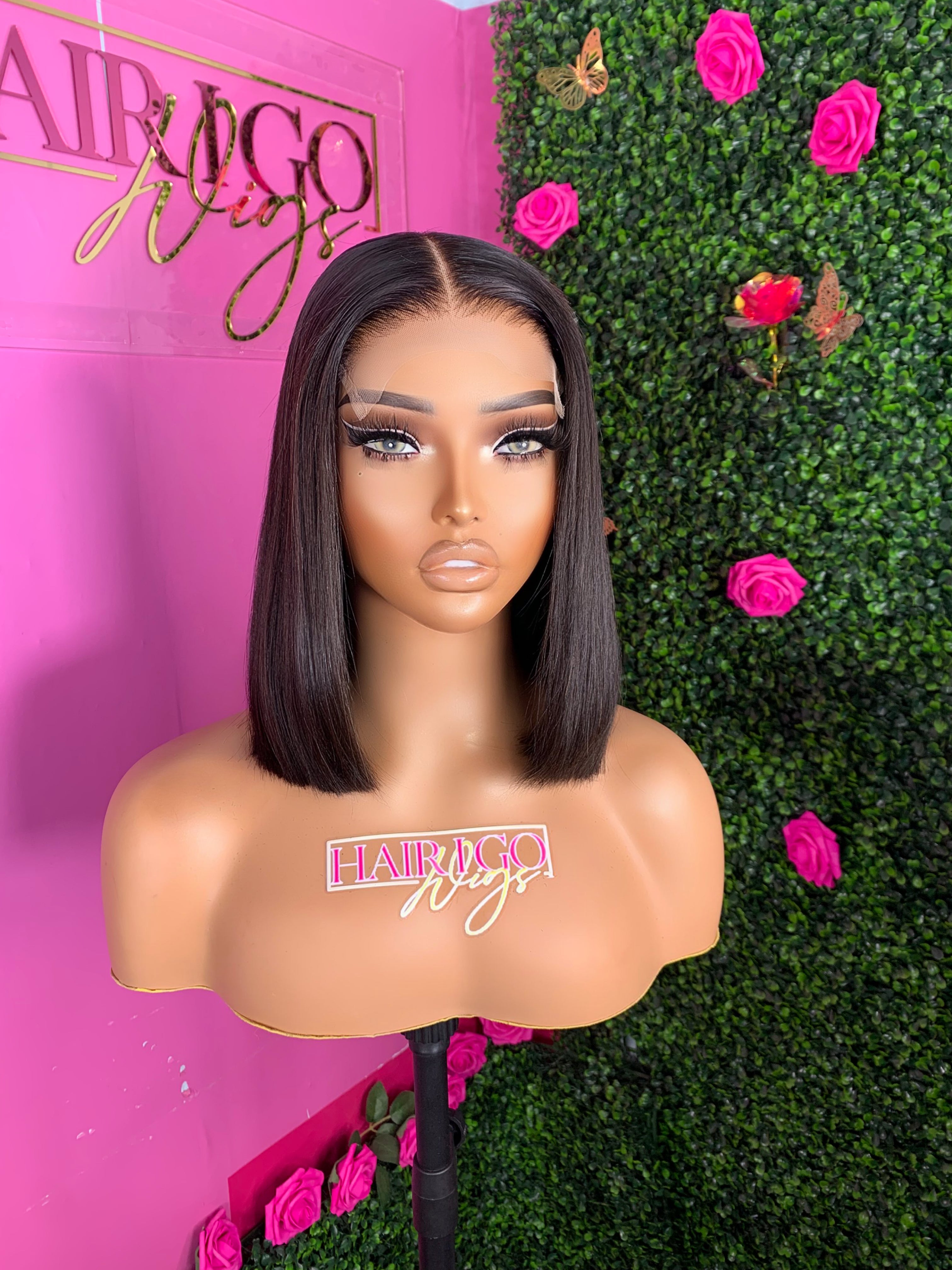 Nina 12ā bob lace closure human hair wig