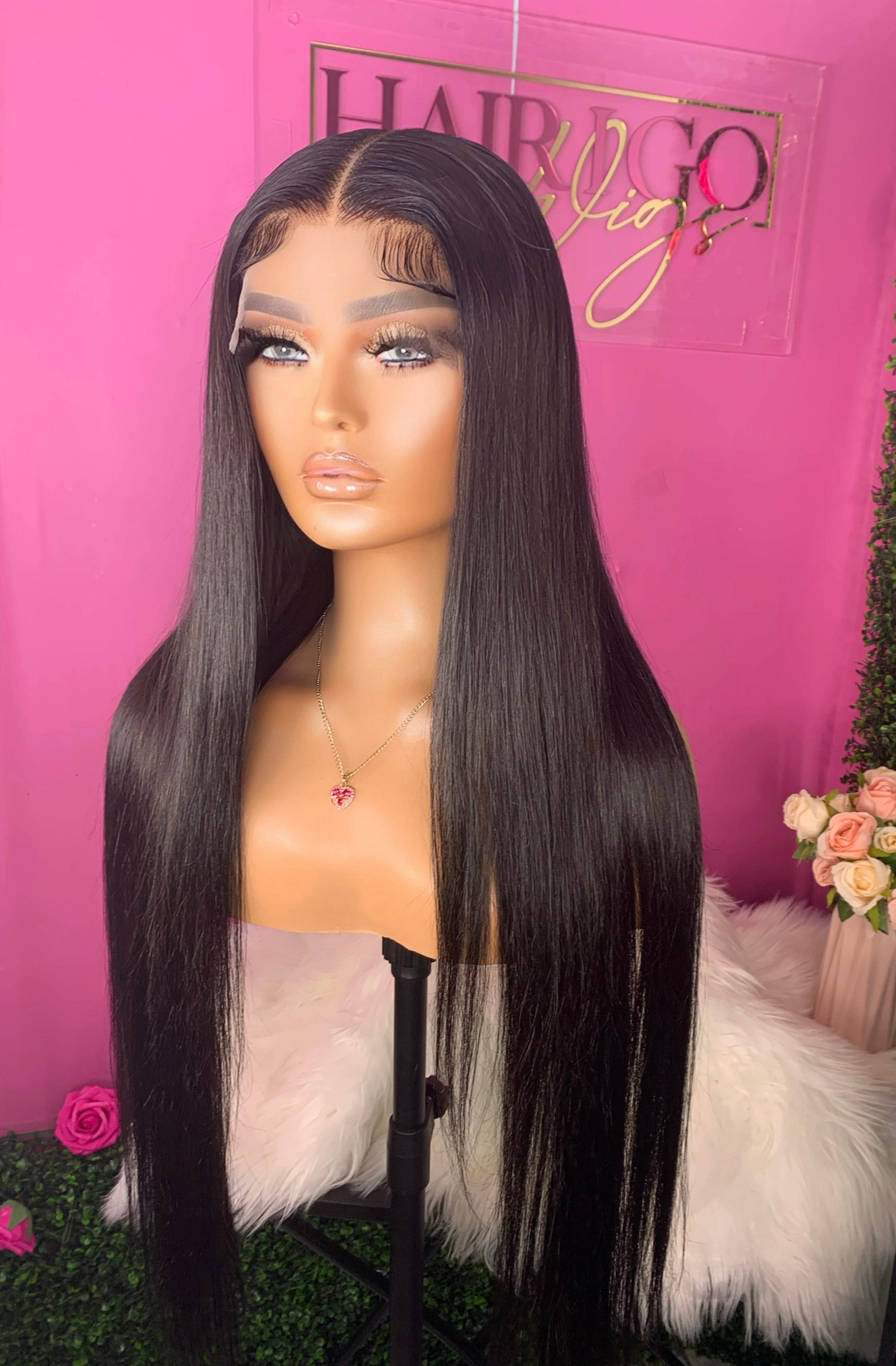 Trisha lista para enviar peluca de cabello humano con cierre de 5x5