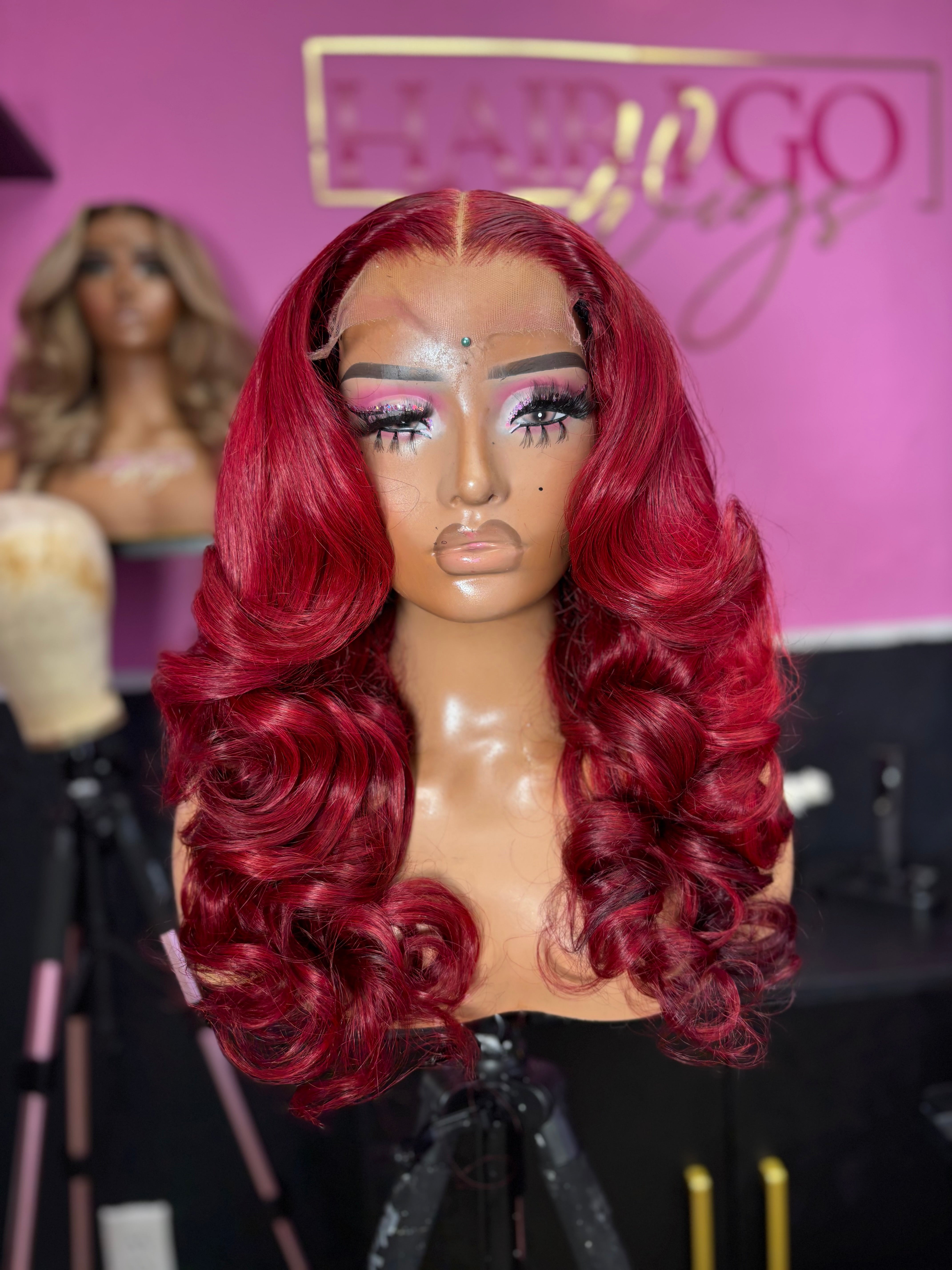 Cranberry Spice 22” 5x5 closure human hair wig ready to ship