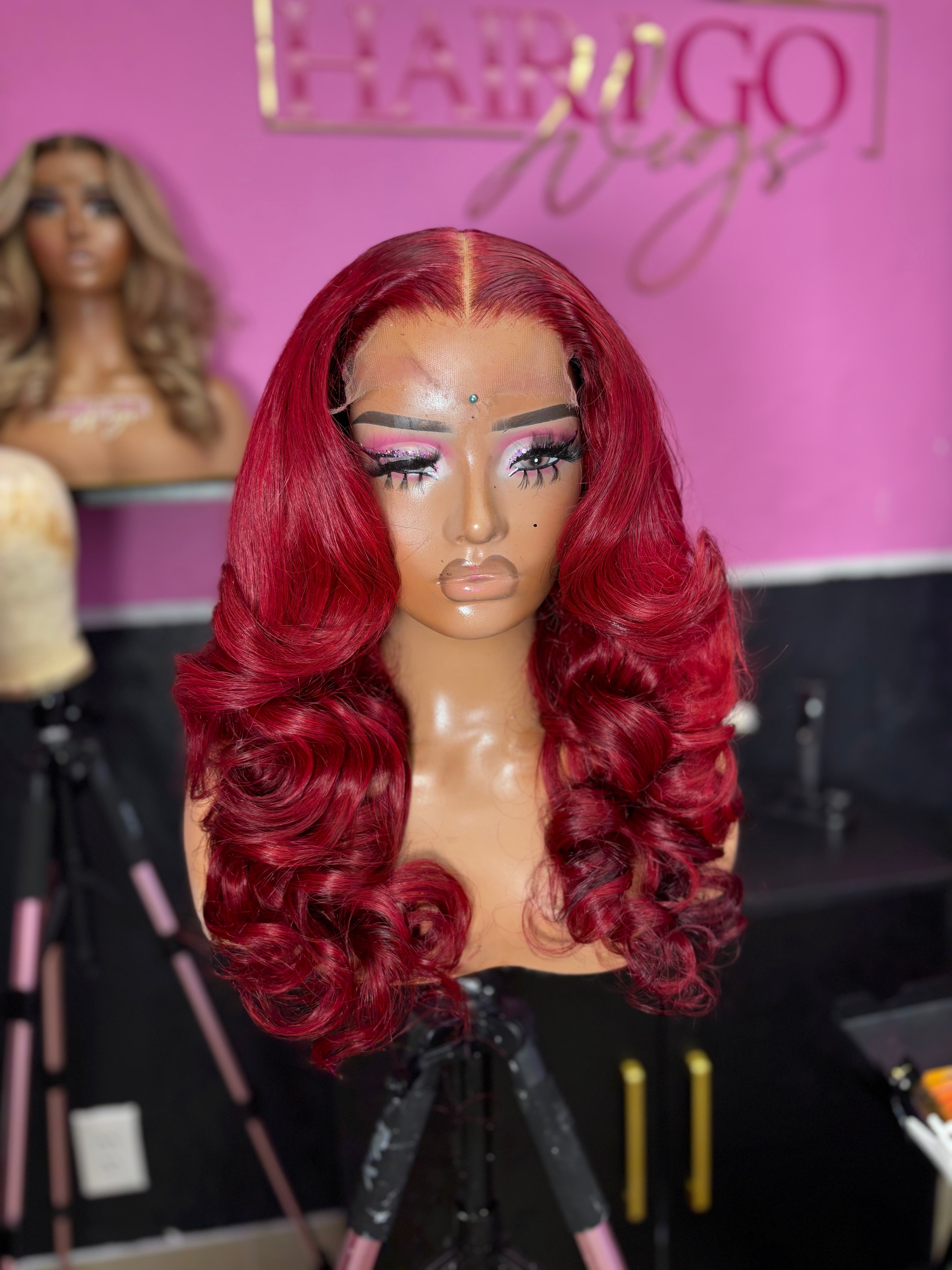 Cranberry Spice 22” 5x5 closure human hair wig ready to ship