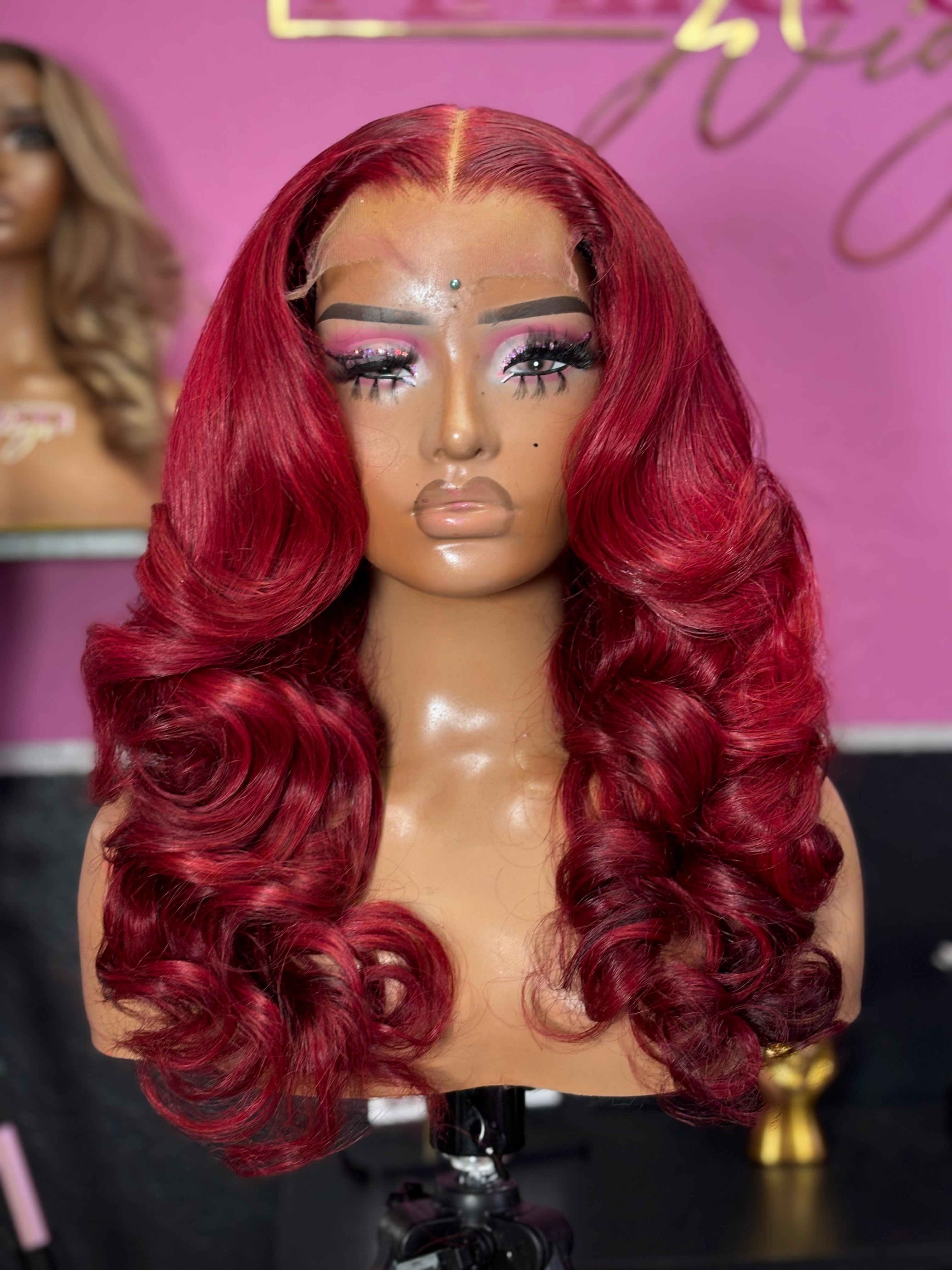 Cranberry Spice 22” 5x5 closure human hair wig ready to ship