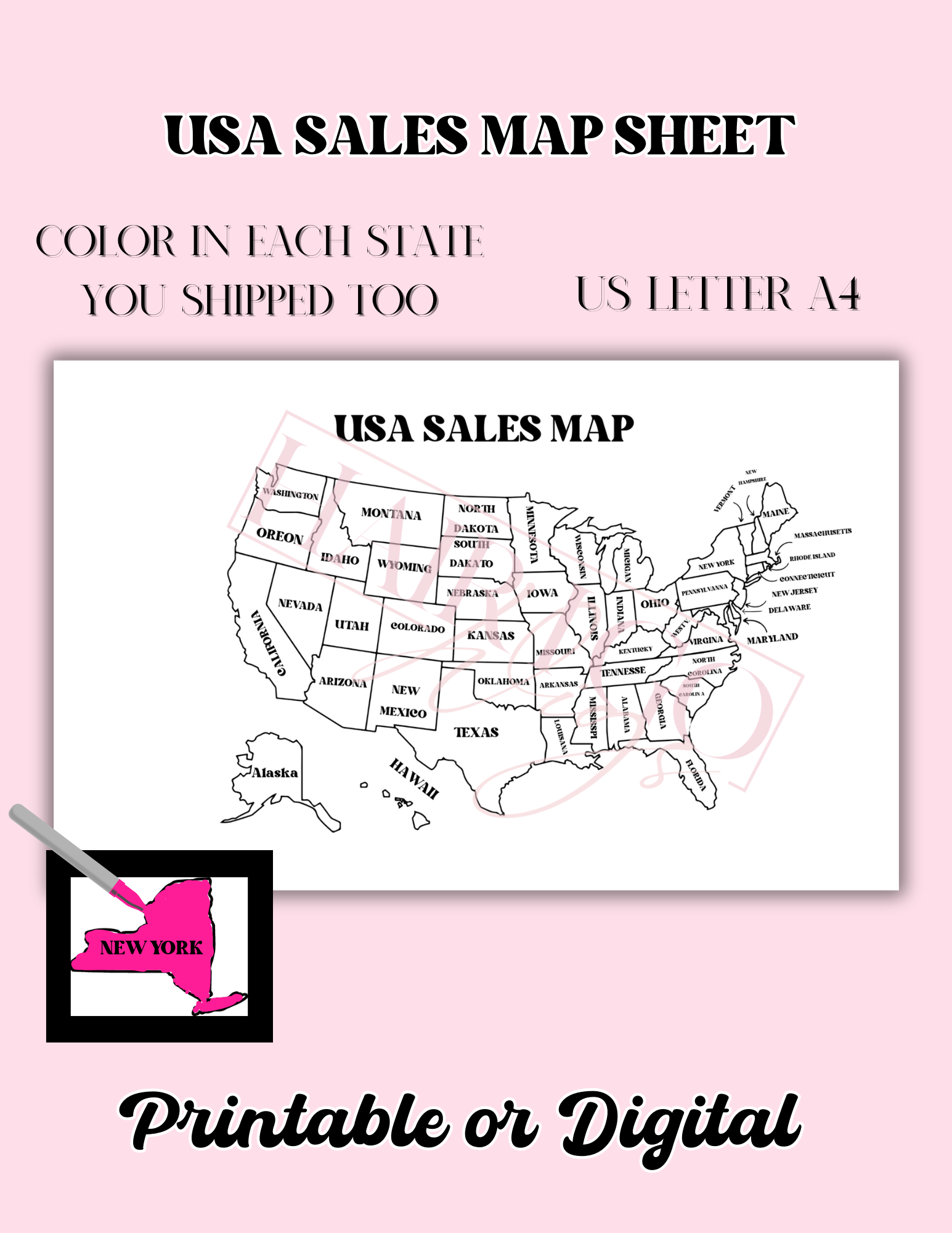 USA Sales Map sheet for small business owner