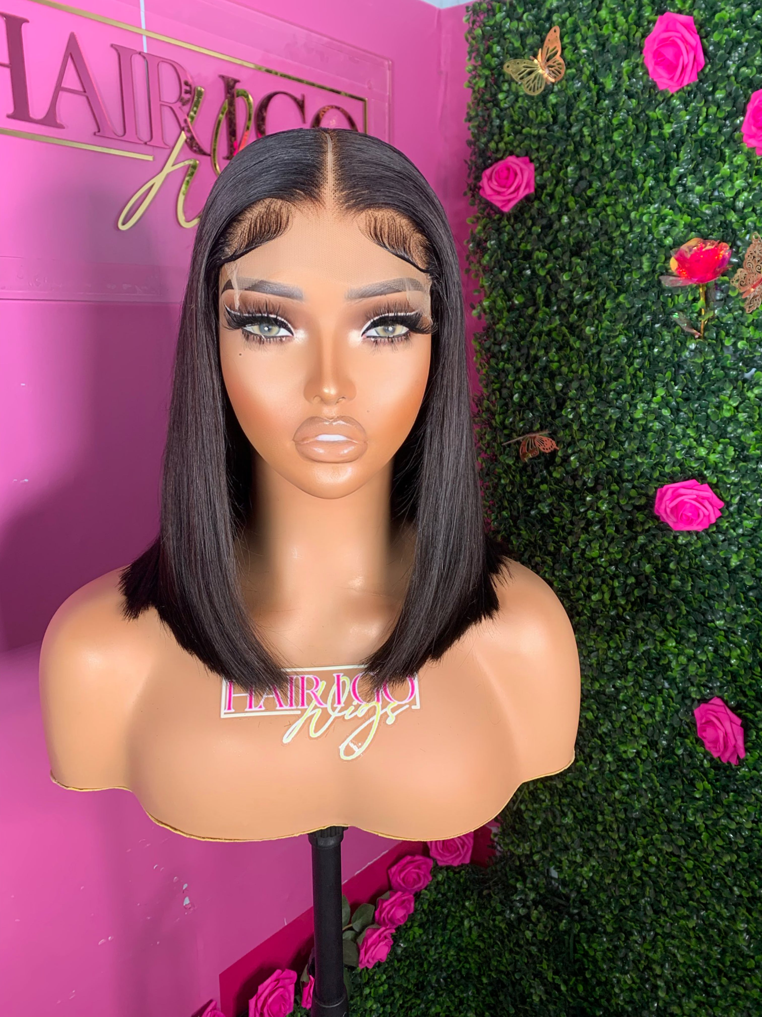 Nina 14" bob lace closure human hair wig