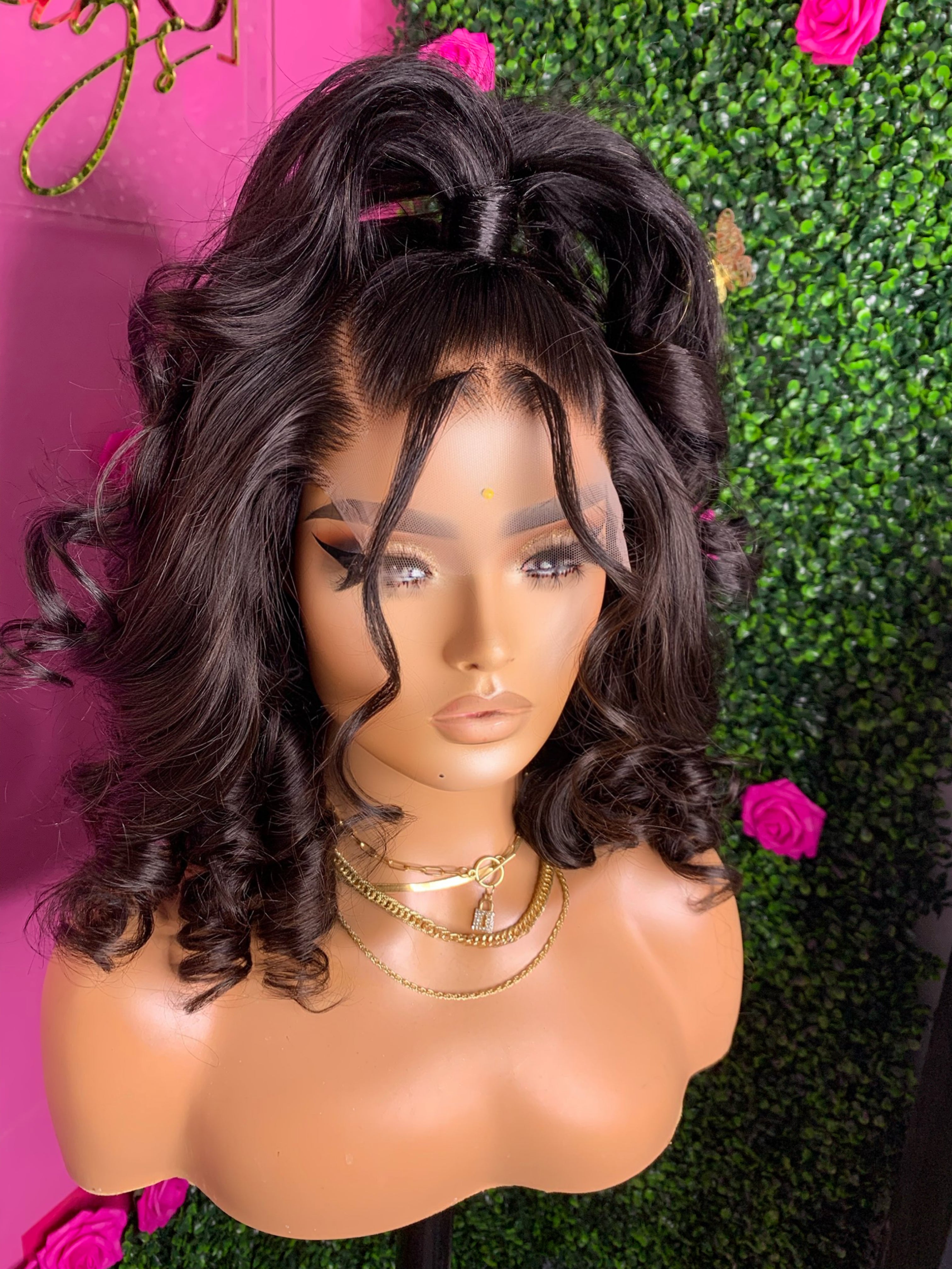 Peggy peluca de cabello humano con cierre 5x5