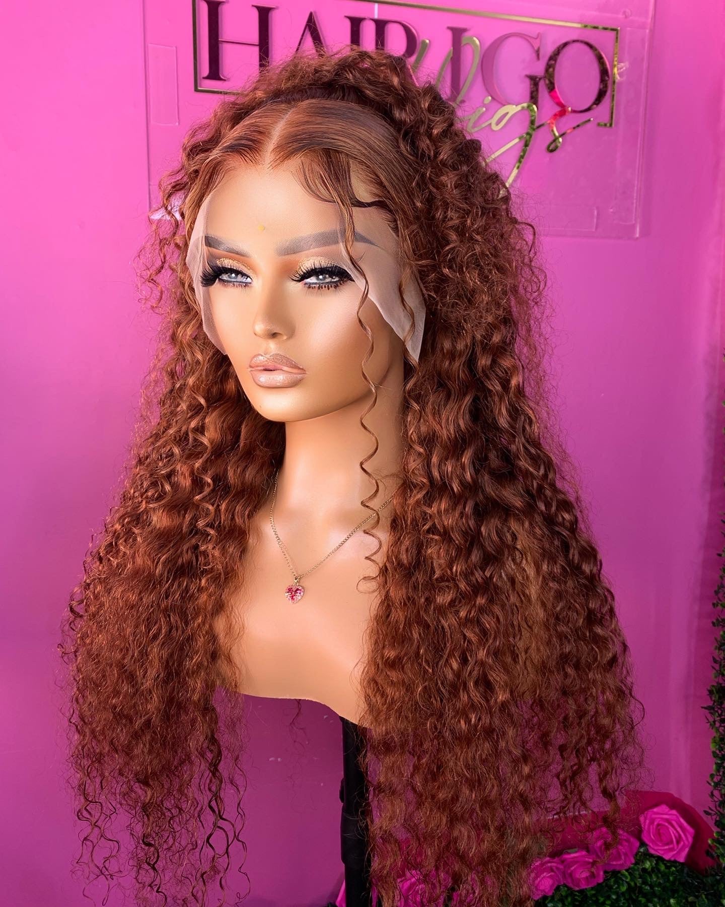 Pretty 26” with ginger deep wave human hair